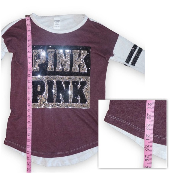 PINK Victoria’s Secret Sequin Embellished T-Shirt Size XS - Picture 5 of 9